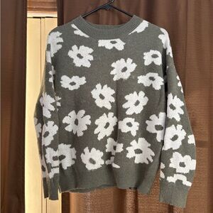 Maurices Olive and White Floral Sweater